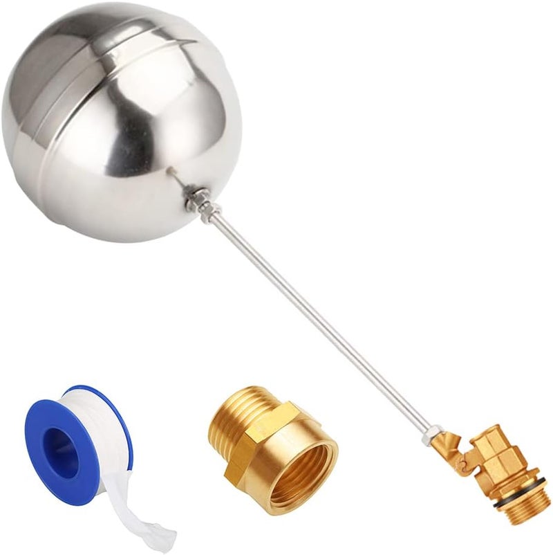 Uenede Float Ball Valve DN20 3/4" Male Thread Stainless Steel Floating Ball Brass Valve Automatic Switch for Stock Tank Pool Water Level Control - Image 1